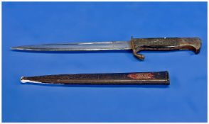 German Miniature Dagger/Paper Knife, Complete With Metal Scabbard, Length 9¼ Inches.