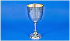 Silver Goblet, With Chased Floral Engraving, Hallmark Rubbed c1900. Height 6½ Inches.