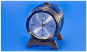 A Very Good Quality Heavy Bronze and Brass Swiss Made Alarm Clock in the form of a beer barrel.
