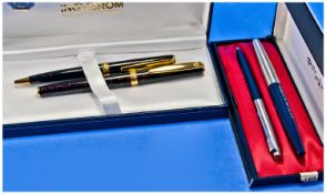 Parker Fountain And Ball Point Pen Set, Inscribed To Both Barrels ``Presented By The A.S.L.E & F``.