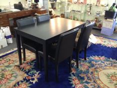 Modern Black Ebonised Rectangular Table And Four Matching Chairs