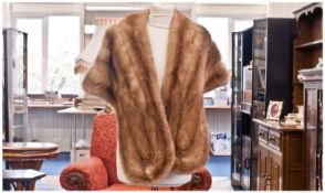 Mid Blonde Shadow Stripe Mink Stole, possibly American rather than European mink, the cape style