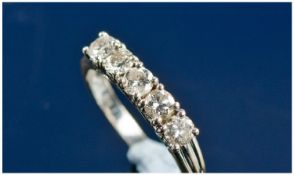 18ct Gold Diamond Ring, Set With Five Round Modern Brilliant Cut Diamonds, Estimated Diamond Weight