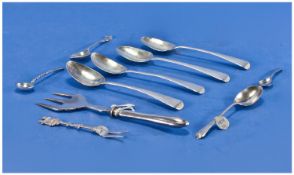 A Collection Of George III Silver Teaspoons. Includes a set of four silver teaspoons. Hallmark