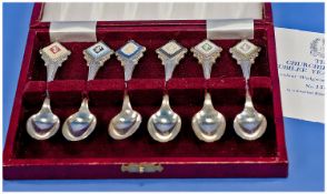 The Churchill Mint Jubilee Year Silver Spoons. Limited edition 150/500 with three colour wedgwood