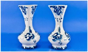 Pair of Russian Blue and White Pottery Vases, marked to base (Hand Painted in The USSR) F.M.E.M.,
