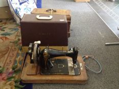Two Table Top Sewing Machines. (one Singer).