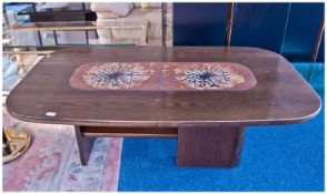 Oak Oblong Contemporary Coffee Table With Tile Insert Top. c1970`s