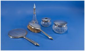 Ladies 1920`s Silver Backed Five Piece Dressing Table Set. Hallmark Birmingham 1926. Comprises