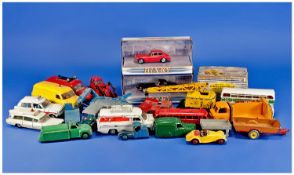 A Collection of Played With Model Cars, comprising Dinky  Thunderbird 2, Dinky Atlantean Bus