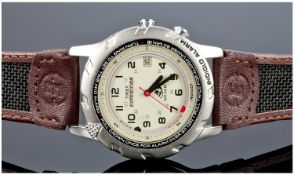 Timex Expedition Indigo Alarm Wrist Watch. Stainless steel case, rotating bezel. 50m. Fitted on a