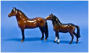 Beswick Horse Figures, 2 In Total. 1, `Pony, Head Up`, model number 1197, height 5.5 inches. 2, `