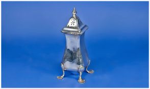 Heavy Silver Sugar Caster, Of Square Form, Raised on Four Shell Feet, Fully Hallmarked (Rubbed) For