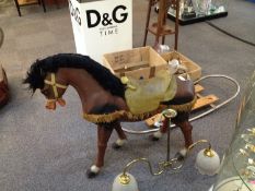 Canova Rocking Horse, Made In Italy. Plastic type body with rubber saddle, decorated in chestnut