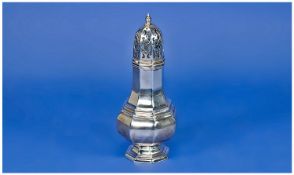 Silver Sugar Caster, Of Octagonal Form, Raised On A Moulded Base, Fully Hallmarked For Birmingham r