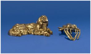 Early 20th Century Novelty Copper Figural Ink Stand, in the form of a dog in a lying position. The