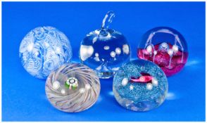 Scottish Paperweights, 5 In Total. Fine quality weights by Perth Shire Paperweights. Spiral swirls,