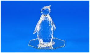 Swarovski Silver Crystal Figure Large Penguin With Black Eyes. Number 7643 085 000. Issued 1984. 3