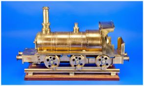 A 3.5 Inch Gauge Scratch Built Brass Model of a Locomotive. Length 18 inches.