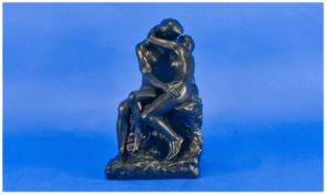 Sculpted Figure Of `The Lovers`. Signed to base by Rodin from Paris.