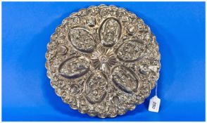 Early 19th Century Turkish Ottoman Empire Silver Mirror Back, Of Large Circular Form With Scalloped