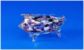An Unusual Pig Type Paperweight, with eventide interior decoration. Length 5 inches, height 2.5