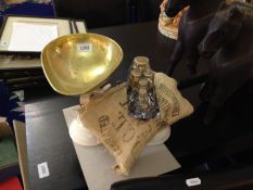 Brass Kitchen Scales and Weights.