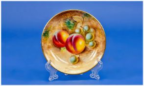 Royal Worcester Small Fruit Design Dish. signed, Diameter 4 Inches.