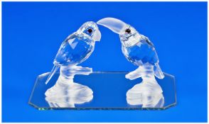 Swarovski Silver Crystal Figures, 2 in total. 1) Kangaroo, 2 inches high, number 7621000, mirror