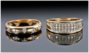 Ladies 9ct Gold Diamond Set Ring. Fully hallmarked. Plus a 9ct gold diamond set dress ring. Fully