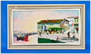 Cecil Rochfort D`Oyly John, 1906-1993. Puerto De St Tropez Watercolour. Acrylic/canvas, signed. 13.