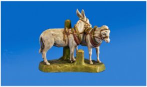 Royal Dux Figure `Two Donkeys`. Pink triangle to base. Circa 1900. 6 inches high. Excellent