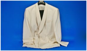 Moss Bros White Dinner/Tuxedo Jacket and Armando Black Dress Trousers, the jacket, 55% polyester,