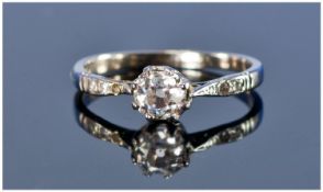 Platinum Set Single Stone Cushion Cut Diamond Ring. Est. weight 50pts.