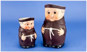 Hummel Figures/Jugs. Friars-Monks, 2 in total. 7.75 inches high and 5.5 inches high.