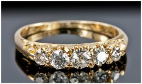 18ct Gold Diamond Ring, Set With 5 Graduating Old Round Cut Diamonds, Partial Hallmark, Ring Size