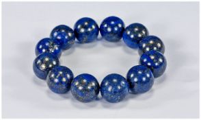 Lapis Lazuli Large Bead Bracelet, comprising twelve beads, each approximately 16mm in diameter, all