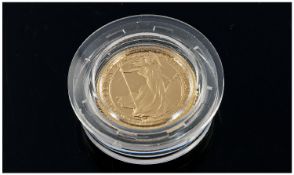 Royal Mint - Ltd. Britannia 22ct Gold Proof 1/10 oz Pound Coin. Boxed with Certificate. Weight 3.41