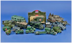 A Collection of Played With Military Model Cars, comprising Big Bedford Vanguards, Corgi Bedford