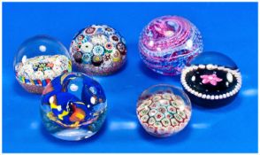 A Good Selection of Vintage Glass Paperweights, 6 in total. Various designs and sizes, some named.