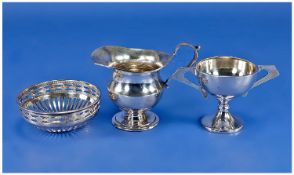 A Small Selection Of Silver Items, 3 In Total. Comprises; 1, small silver openwork bowl of circular