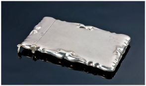 Modern Silver Calling Card Case Moulded Edge, Hinged Top. 87 x 49mm. Fully Hallmarked.