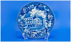 Late Victorian Wedgwood Blue and White Cabinet Plate, dated 1895, depicting `The Sun Tavern`, with