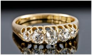 18ct Gold Diamond Ring, Set With 5 Graduating Old Round Cut Diamonds, Fully Hallmarked For