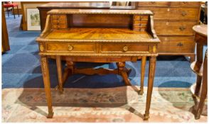 Ladies French Reproduction Ormolu Mounted Writing Table, Three Short Drawers Fitted To The Top With