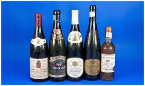 5 Bottles Of Various Wines. 1, 1989 Chateauneuf Du Pape, Domain de la Chartreuse. 2, 1994 Reisling