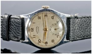 Gents Stainless Steel Rotary Junior, Cream Dial, Arabic Numerals, Gilt Hands, Manual Wind Movement