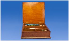 Stationary Box Containing Pens, Pencils, Ink Wells, Dip Pens, Wax Bar For Seals, Box Of Templar