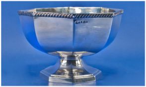 Edwardian Silver Octagonal Shaped Pedestal Bowl Of Very Good Quality. Supported a octagonal stepped