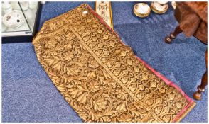 Large Foliate Patterned Tapestry, Together With A Bell Pull With Brass Mounts, the tapestry in